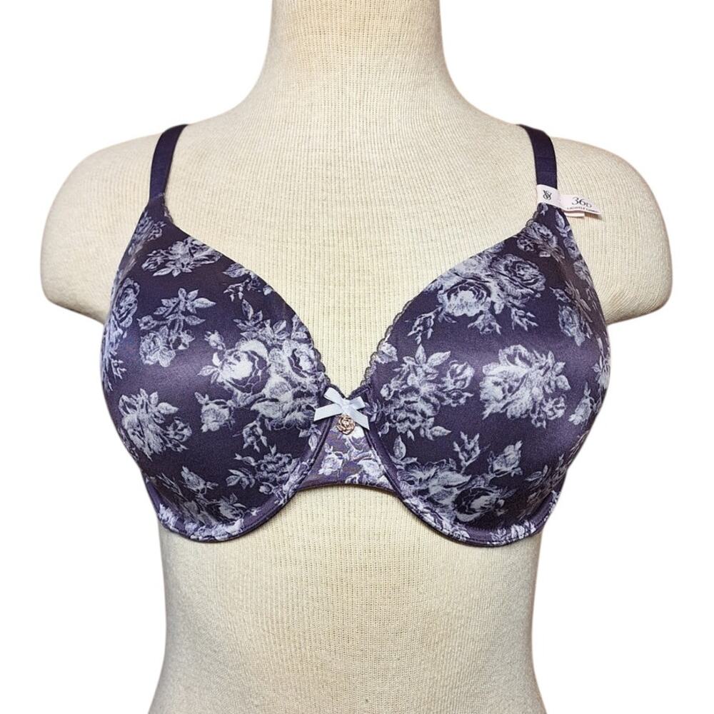 Victoria Secret Body by victoria lined perfect coverage Bra 36D NEW purple roses